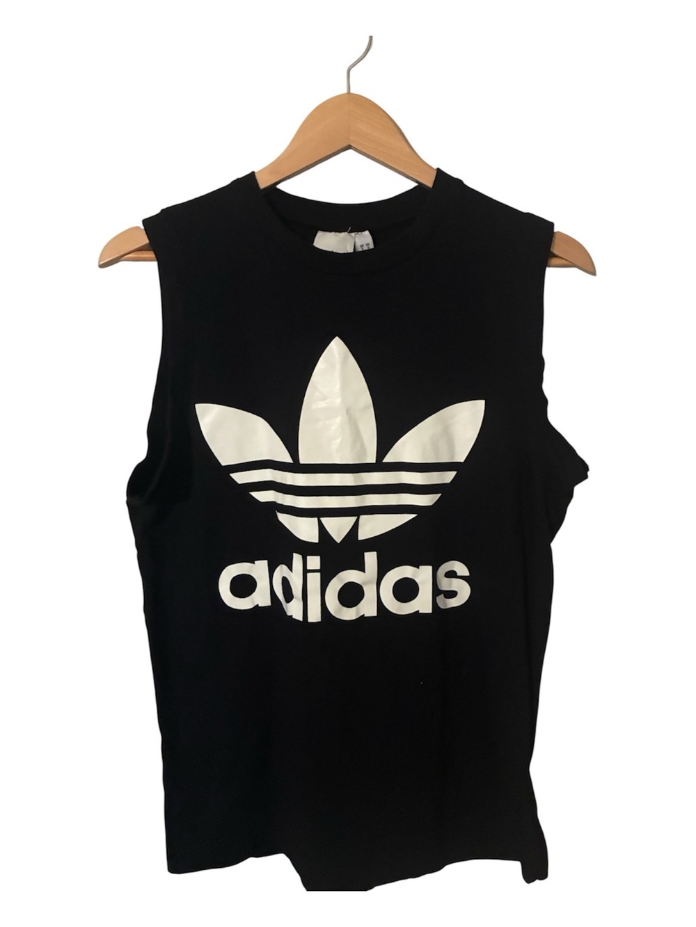 adidas Black Muscle Tank with White Trefoil Logo
